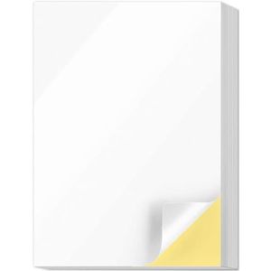50 vellen zelfklevende A4-etiketten, wit papier, zelfklevend, vel voor laser en inkjet, 210 x 297 mm, wit