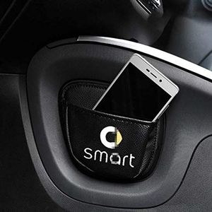 Zwarte Auto PU lederen opbergtas patch pocket Mobiele telefoon puin kaart opbergtas Accessoires Voor Mercedes Smart 453 Fortwo Forfour