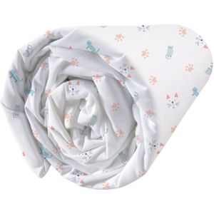 Matt & Rose - Miaou - Hoeslaken - Wit - 100% Katoen - Geschikt voor Matrasdikte Maximaal 25 cm