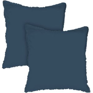 Matt & Rose Set Kussenslopen Donkerblauw - 65 x 65 cm - Gewassen Katoen