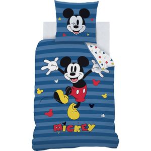 Disney Mickey Mouse Dekbedovertrek Stripes - Eenpersoons - 140 x 200 cm - Katoen