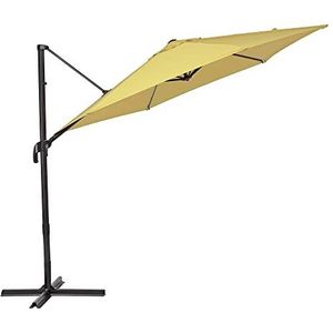 NATERIAL - zweefparasol AVEA - zeshoekig - ø 290 cm - 5,46 m² - 95% UV-bescherming - waterafstotend - kantelbaar - 360 ° draaibaar - aluminium - staal - polyester - geel