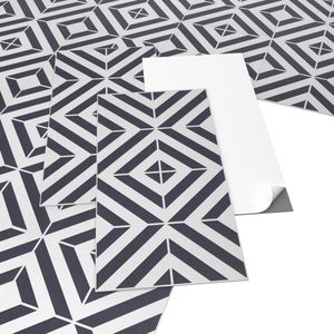 ARTENS PVC vloerbedekking Banos, zelfklevende vinyl tegels, vinyl vloer, geometrisch tegeleffect, zwart/wit, Medio 60,96 cm x 30,48 cm x 1,5 mm, dikte 1,5 mm, 12 tegels voor 2,23 m²