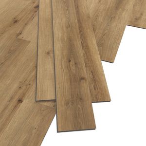 ARTENS - PVC vloer GLENTANA - Click vinyl planken - Vinyl vloer - Natuurlijk houteffect - Donkerbeige - INTENSO - 122 cm x 18 cm x 5 mm - Dikte 5 mm - 1,1 m²/5 planken