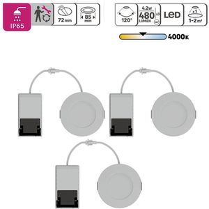 3-Stuks Inspire Kilia LED Inbouwspots Badkamer 480lm - 4000K - verlichting - 85mm - Wit - Waterdicht (IP65)