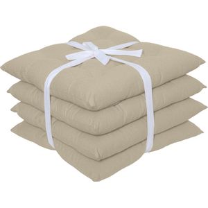 GENERIQUE - Een set van 4 stoelkussen - POPY - Polykatoen - Beige - 34x34x5 cm