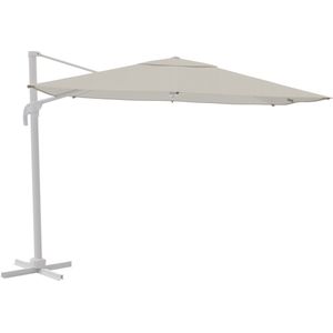 NATERIAAL - Parasol rechthoekig AURA - L.290 x B.290 cm - 8.40 m² - Zonwering 100% UV - Waterafstotend - Zwevende parasol - Kantelbaar - 360° draaibaar - Wit aluminium - Polyester - Wit