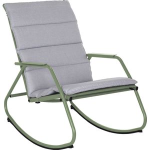NATERIAL - schommelstoel LYCO - schommelstoel - met grijze kussens - staal - kaki - schommelstoel - ligstoel - schommelstoel