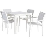 NATERIAL - Tuinmeubelset voor 4 personen - Tuintafel LYRA 90/160x90 cm - Uitschuifbare tafel - Set van 4 tuinstoelen ORION BETA met armleuningen - Stapelbaar - Zitgroep balkonmeubelset -