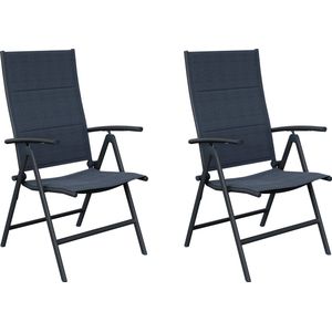 NATERIAL - set van 2 tuinstoelen ORION met armleuningen - 2 tuinstoelen - opklapbaar - klapstoelen - multi-positie stoel - hoge rugleuning - 7-voudig verstelbaar - aluminium - textileen - antraciet