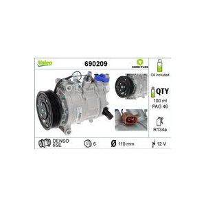 VALEO - AC Compressor - Airco Compressor - Voor VW, AUDI, SKODA - 690209
