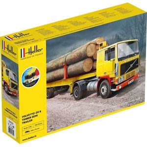 1:32 Heller 57704 Volvo F-12-20 Globetrotter w/Timber Trailer - Starter Kit Plastic Modelbouwpakket