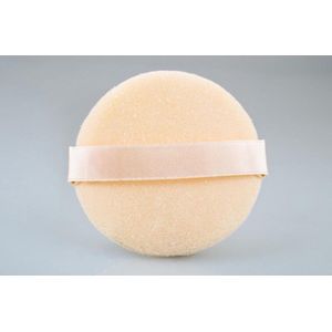 Lovely Pop Accessories - Katoenen spons met satijn bandje / Fluwelen poederdons - Rond - 7 cm x 9 mm - 1 stuks