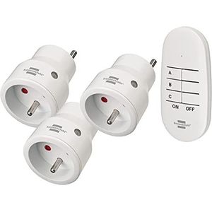 Brennenstuhl 3-delige set mini draadloze stopcontacten programmeerbaar met afstandsbediening Comfort-Line wit (gebruik binnenshuis, met afstandsbediening) 1507071