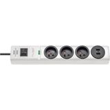 Stekkerdoos 3-Wegs 2 m Wit - Frans / 2x USB