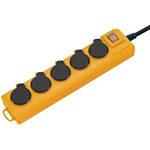 Brennenstuhl HEX-62075 stekkerdoos Super-Solid, geel, 5 stopcontacten met kleppen (2 m kabel, gebruik buiten)