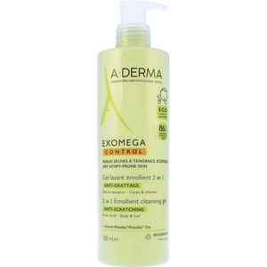 A-DERMA - EXOMEGA CONTROL 2-IN-1 WASGEL - Zacht - 200ml - Natuurlijke Ingrediënten