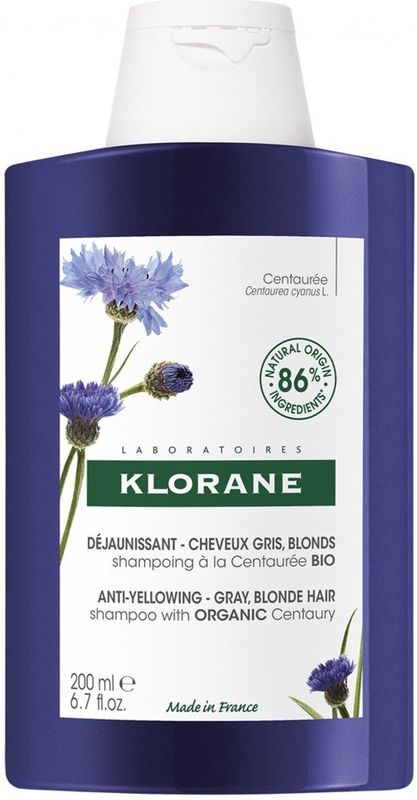 Klorane Haar Centaurée Anti-Yellow Shampoo Wit/Grijs Haar 200ml