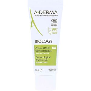 A-DERMA - BIOLOGY Rijke Dermatologische Crème - Hydraterende Gezichtscrème - 99% Natuurlijke Ingrediënten