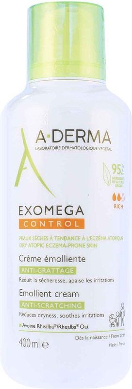 A-DERMA - EXOMEGA CONTROL - Jeukwerende Emolliërende Crème - 95% Natuurlijke Ingrediënten