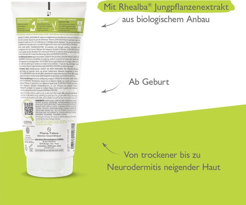 A-DERMA — EXOMEGA CONTROL — Jeukwerende EMOLLIËRENDE BALSEM