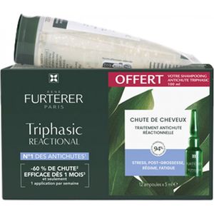 René Furterer Triphasic Reactional Anti-Hair Loss Treatment 12 Ampullen + Gratis Anti-Hair Loss Shampoo 100 ml