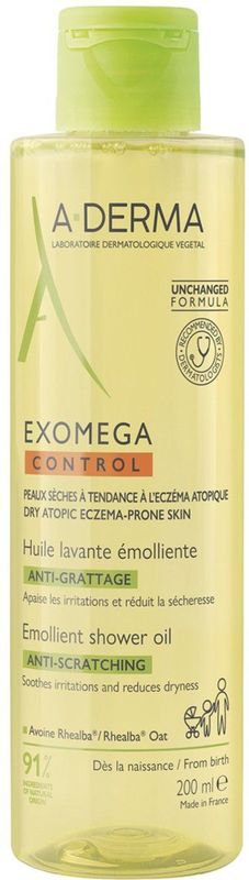 A-Derma Olie Exomega Control - Wasolie - 200ml - Natuurlijke Ingrediënten