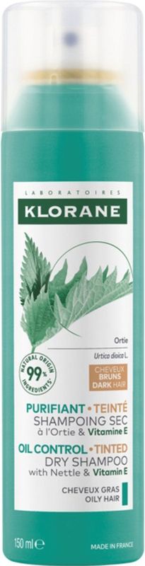 Klorane - Droogshampoo - Bruin - 150ml - Zuiverende Droogshampoo met Brandnetel