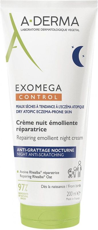 A-DERMA - Exomega Control - Nachtcrème - 200 ml - Huidherstel