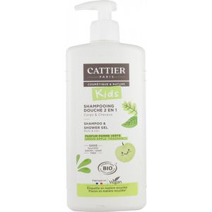 Cattier Kids 2in1 Shower Shampoo Organic Groene Appel Geur 500 ml