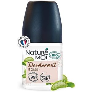 Naturé Moi - Déodorant roll-on - Efficacité 24h - Déodorant homme à l'Aloe Vera Bio et au Magnésium - Parfum Boisé - 99% d'Origine Naturelle - 50 ml - Fabriqué en France