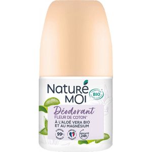 Naturé Moi - Deodorant Roll-on – 24 uur werkzaamheid – deodorant voor dames met biologische aloë vera en magnesium – geur van katoenbloesem – 99% natuurlijke oorsprong – 50 ml – gemaakt in Frankrijk