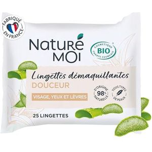 Naturé Moi - Make-up reinigingsdoekjes - make-up remover gezicht, ogen en lippen - 25 doekjes van 100% natuurlijk katoen - met biologische aloë vera - 98% natuurlijke oorsprong - Gemaakt in Frankrijk