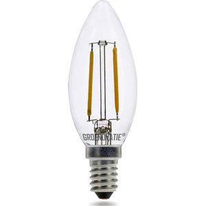 Groenovatie LED Filament Kaarslamp E14 Fitting - 2W - Extra Warm Wit - 98x35 mm - Dimbaar