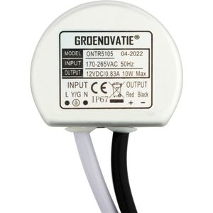 Groenovatie LED Transformator 12V - Max. 10 Watt - Waterdicht IP67