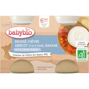 Babybio Geitenmelk Abrikoos Banaan 6 Maanden en Ouder Bio 2 x 130 g Potten