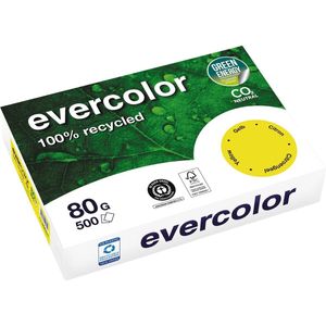 Clairefontaine - Evercolor - Gekleurd Gerecycleerd Papier - A4 - 80 g - 500 Vel - Citroen - Geel