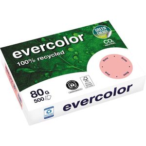 Clairefontaine Evercolor, gekleurd gerecycleerd papier, A4, 80 g, 500 vel, roze 5 stuks