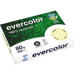 Clairefontaine Evercolor, gekleurd gerecycleerd papier, A4, 80 g, 500 vel, geel 5 stuks