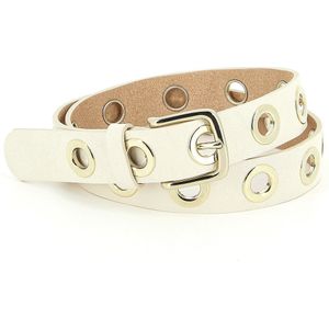 Riem in leer met oogjes La Grande Keller HERBERT FRERE SOEUR. Leer materiaal. Maten 90 cm. Beige kleur