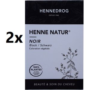 2x Henne Natur Black 100% Plantaardige Henna Haarverf Zonder PPD, PTD, Ammonia, Ammoniak, Peroxide, Waterstofperoxide etc. 90g (MULTIPACK)