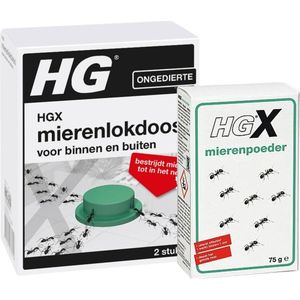 HG Mierenverdelgingsset voor Buiten - 1 x Mierenpoeder & 2 x Mierenlokdoos - Mier - Verdelging - Mierenlokdozen - Mierenvergif