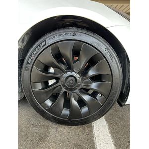 MHDW - Mat Zwarte Performance Turbine wielkappen wieldoppen set - Geschikt voor Tesla Model 3 - Sportieve upgrade voor 18 inch standaard velgen - Auto Exterieur Accessoires Nederland en België