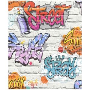 DUTCH WALLCOVERINGS DUTCH WALLCOVERINGS Behang graffiti meerkleurig L179-05