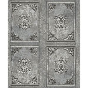 Horizons barok panelen grijs (ornament vliesbehang, grijs)