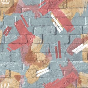 Duch Wallcoverings - Pop- baksteen/verf blauw/roze - vliesbehang - 10m x 53cm - M466-04