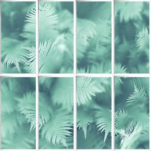 Horizons raam/bladeren blauwgroen (glasroeden vliesbehang, multicolor)