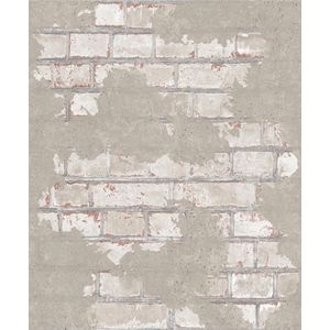 Reflets baksteen/beton beige muur (vliesbehang, beige)