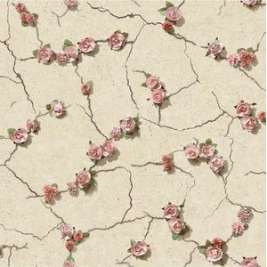Escapade beton/bloem beige/roze steen (vliesbehang, multicolor)