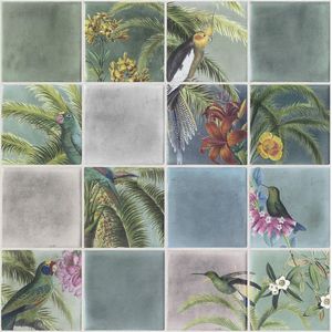 Behang Escapade Tegel/Vogel Groen/Blauw L793-04 | 3294271793045 | Behang